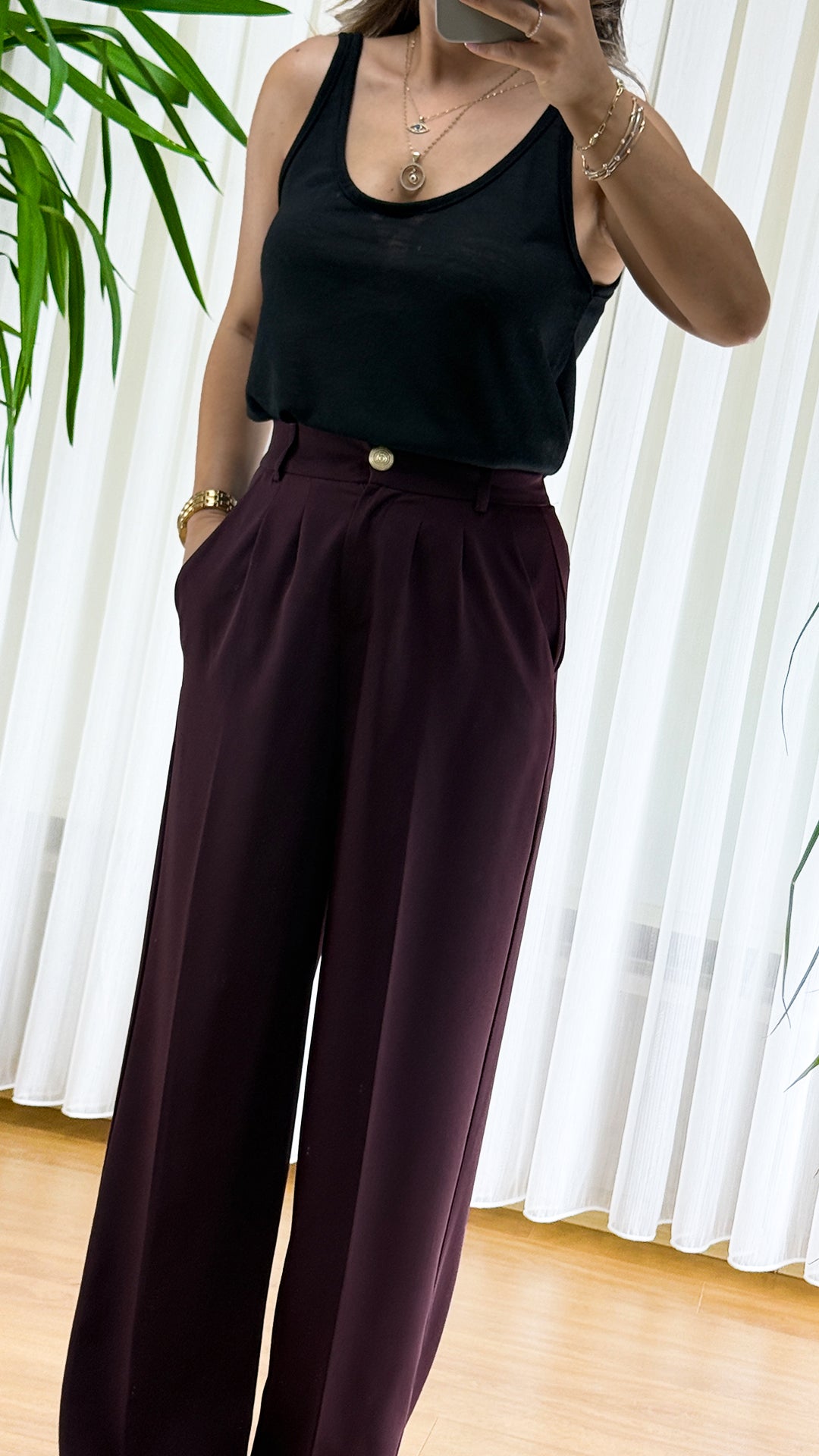 Bordo Pileli Palazzo Pantolon | Jewelstone Elegance'ın Temsilcisi
