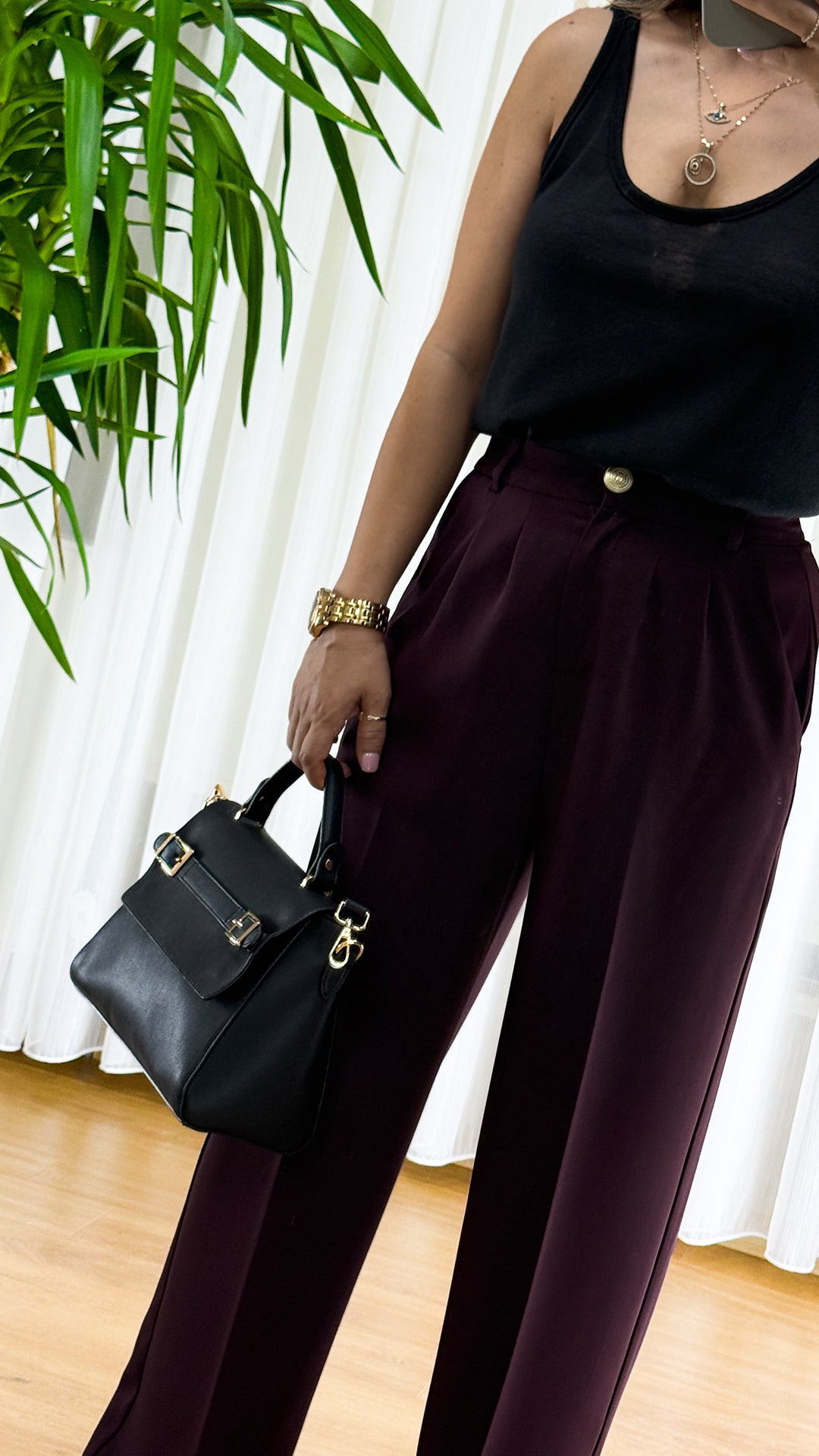 Bordo Pileli Palazzo Pantolon | Jewelstone Elegance'ın Temsilcisi
