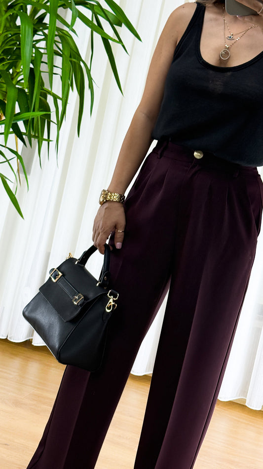 Bordo Pileli Palazzo Pantolon | Jewelstone Elegance'ın Temsilcisi