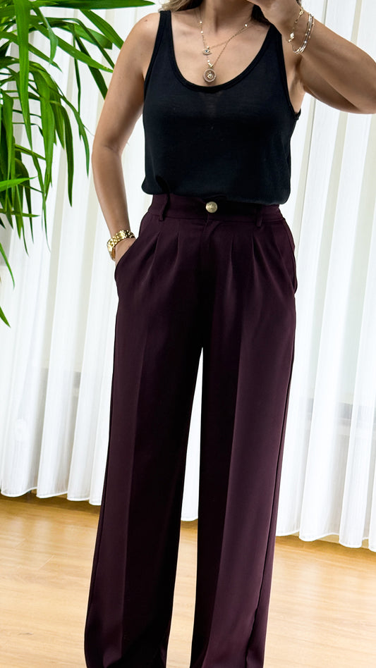 Bordo Pileli Palazzo Pantolon | Jewelstone Elegance'ın Temsilcisi