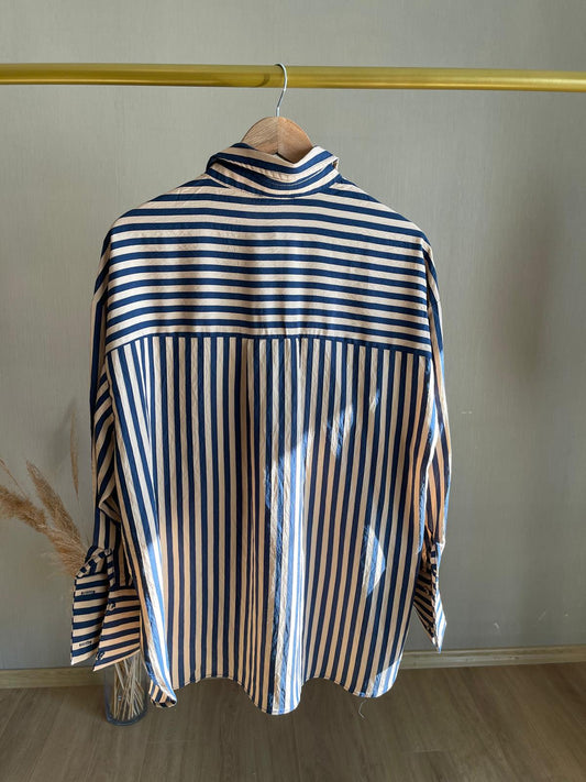 Camel - Lacivert Oversize Gömlek