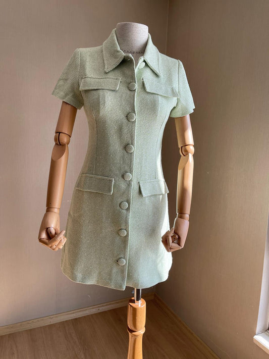 Zarif ve Şık: Tüvit Fıstık Yeşili Premium Mini Elbise