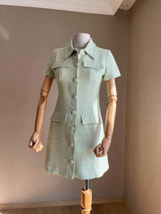 Zarif ve Şık: Tüvit Fıstık Yeşili Premium Mini Elbise