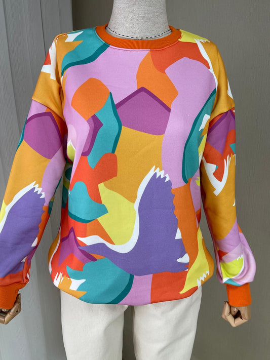 Renkli ve Modern Tasarımlı Kadın Sweatshirt - Şıklığı ve Konforu Bir Arada