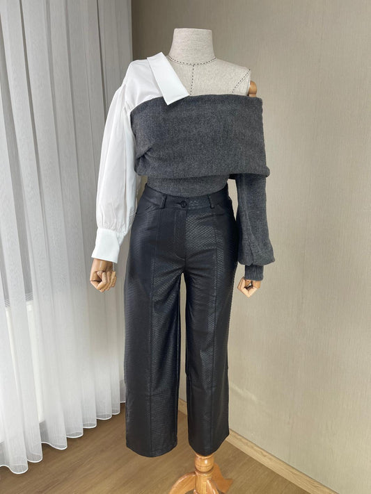 Modern Elegans: Siyah Yılan Dokulu Culotte Pantolon | Sezonun Hit Parçası