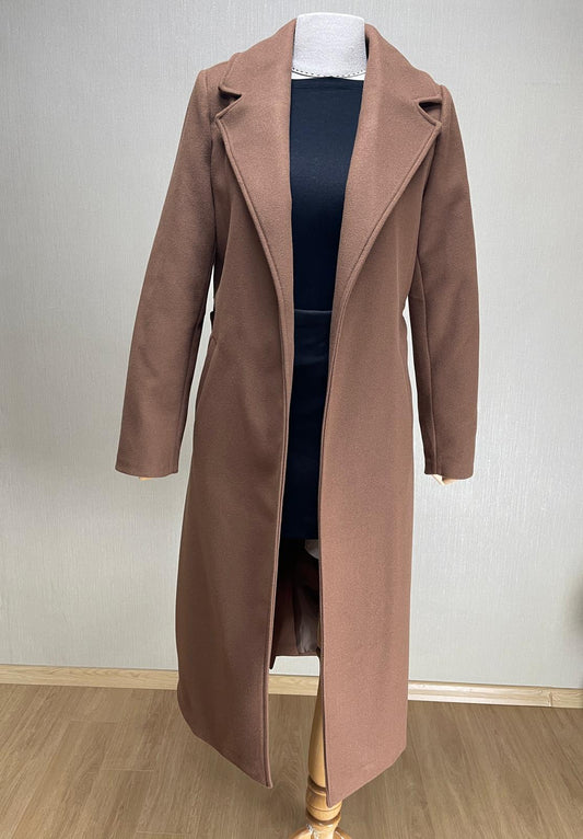 Premium Kahverengi Uzun Kaşe Kaban