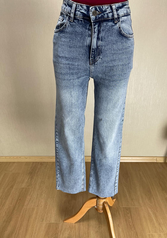 Buz Mavisi Straight Jean - Yüksek Bel