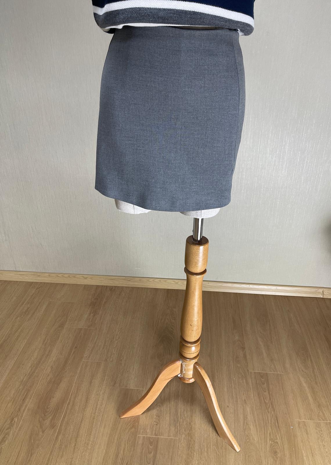 Gri Mini Şort Etek - Yüksek Bel