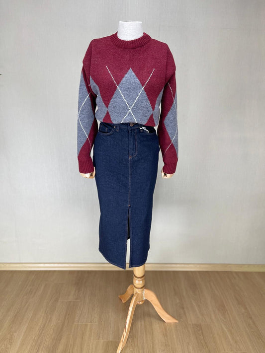 Retro Şıklık: Koyu Mavi Uzun Jean Etek | 90'ların Modern Yorumu