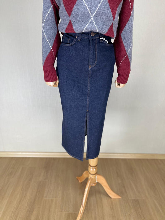 Retro Şıklık: Koyu Mavi Uzun Jean Etek | 90'ların Modern Yorumu