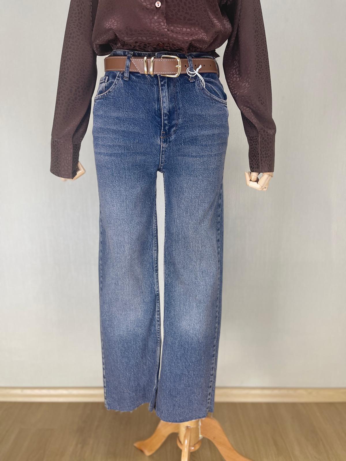 Geniş Paçalı Yüksek Belli Jean Pantolon