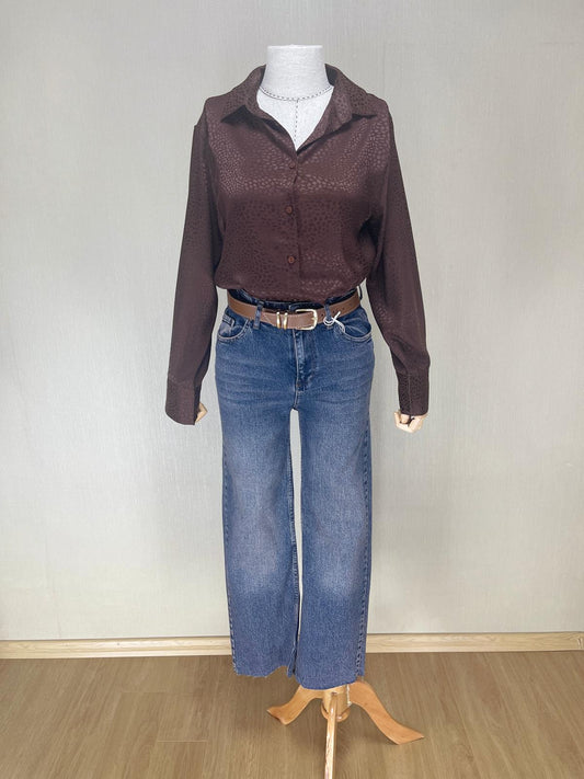 Geniş Paçalı Yüksek Belli Jean Pantolon