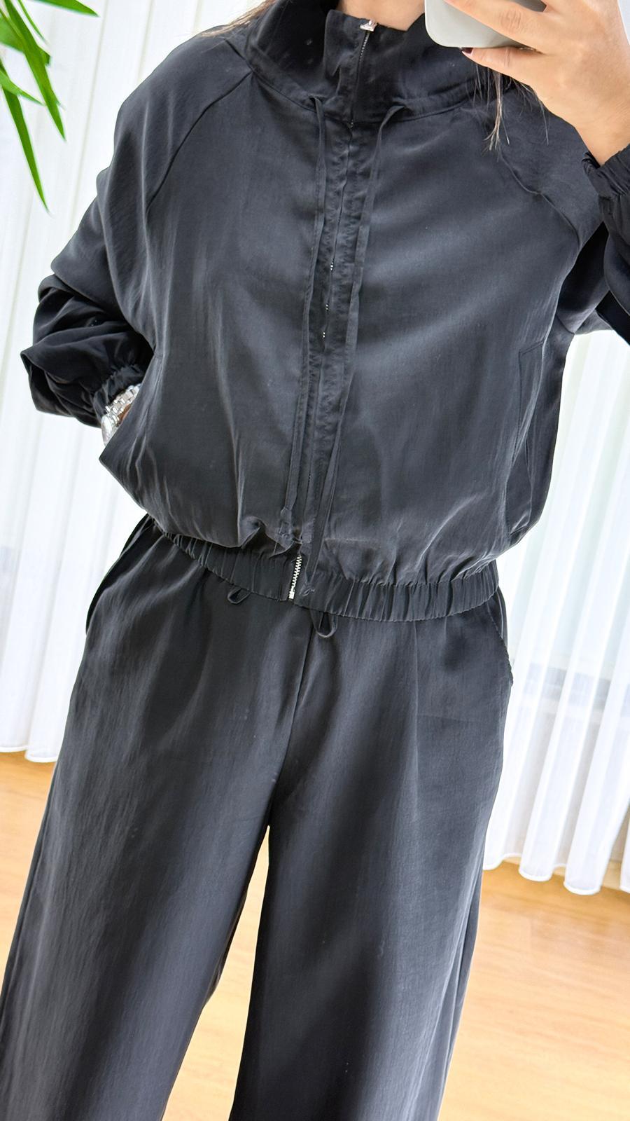 Siyah Bomber Takım - Fermuarlı Eşofman İkili Set