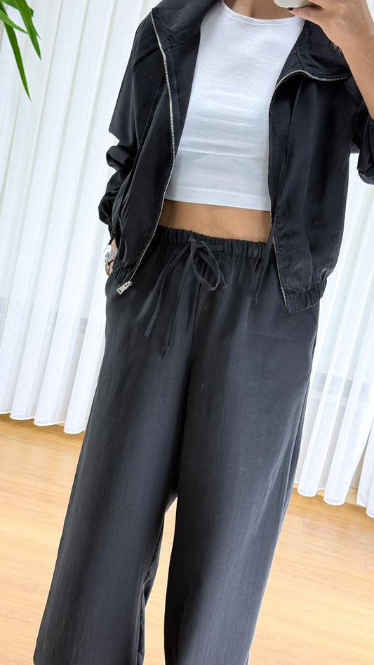 Siyah Bomber Takım - Fermuarlı Eşofman İkili Set