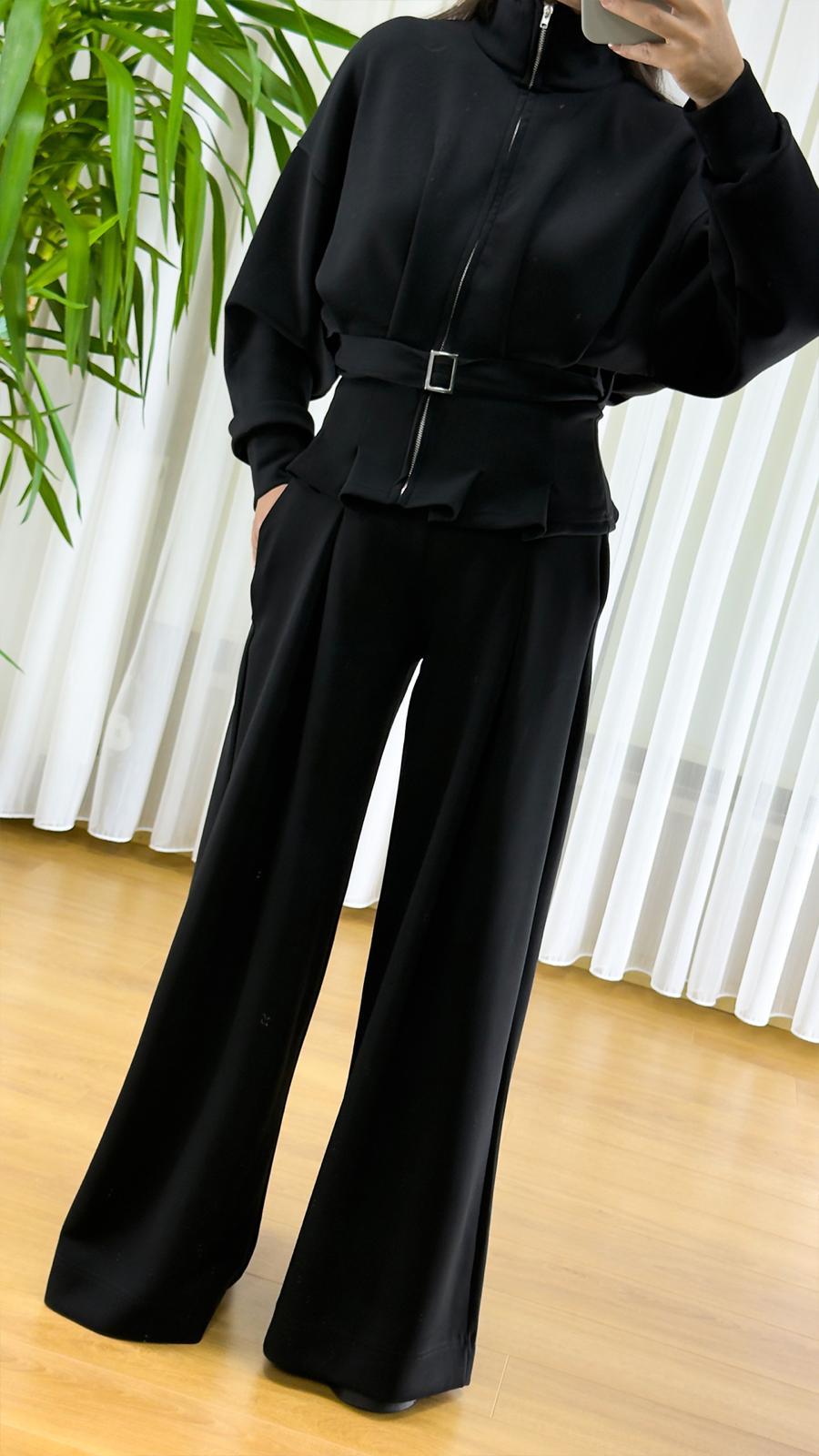 Siyah Modal Takım - Premium Fermuarlı Eşofman Set