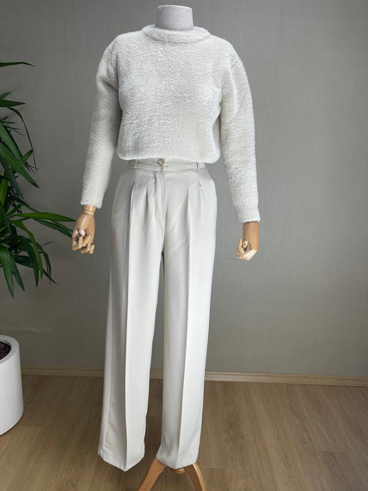 Kış Masalı: Beyaz Peluş Crop Kazak | Yumuşacık Dokuda Modern Tasarım