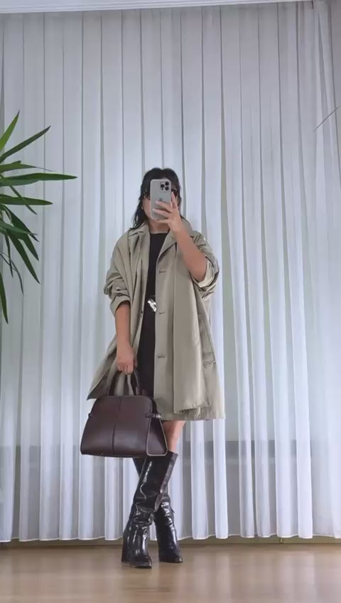 Haki Trençkot Orijinal - Klasik Astarlı Bayan Manto