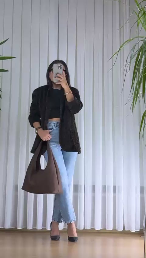 Leopar Desenli Peluş Ceket - Tay Tüyü Bayan Blazer