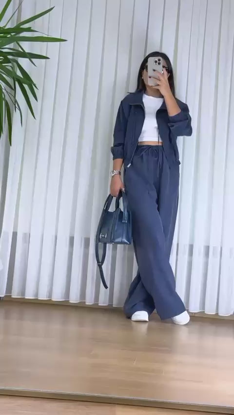 Lacivert Bomber Takım - Fermuarlı Eşofman İkili Set