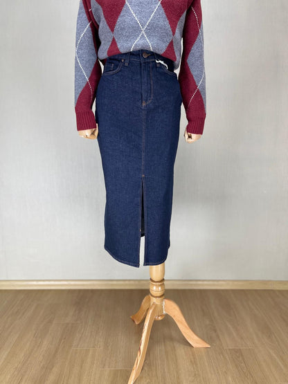 Retro Şıklık: Koyu Mavi Uzun Jean Etek | 90'ların Modern Yorumu
