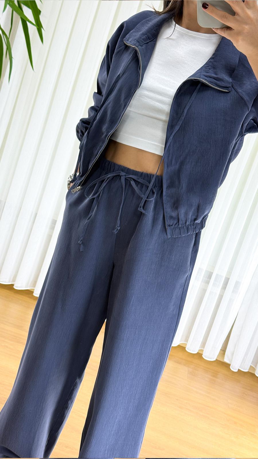 Lacivert Bomber Takım - Fermuarlı Eşofman İkili Set