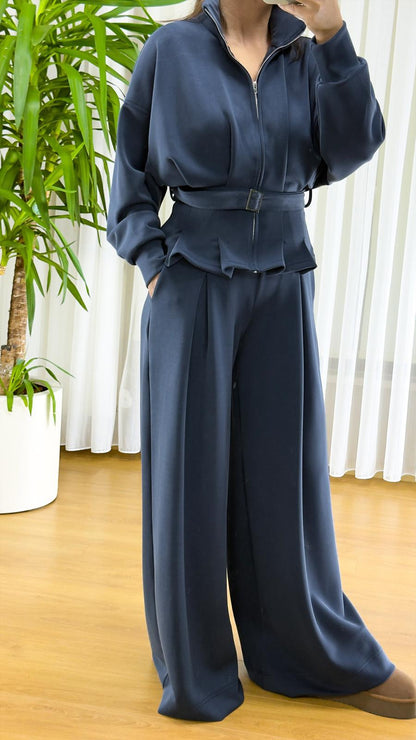 Lacivert Modal Takım - Premium Fermuarlı Eşofman Set