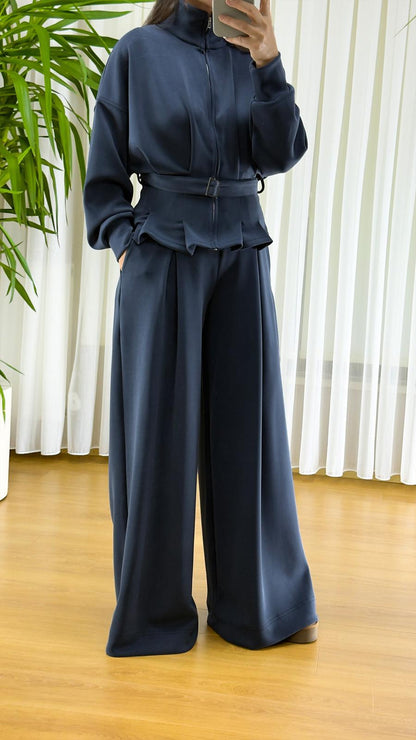 Lacivert Modal Takım - Premium Fermuarlı Eşofman Set