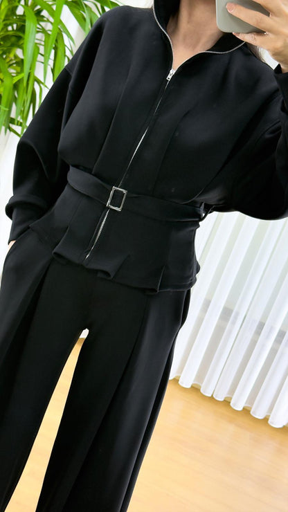 Siyah Modal Takım - Premium Fermuarlı Eşofman Set