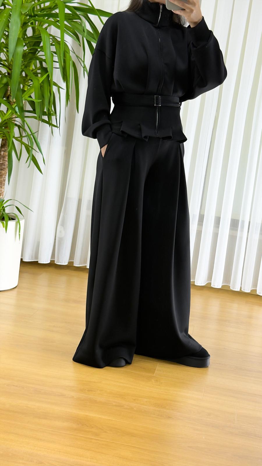 Siyah Modal Takım - Premium Fermuarlı Eşofman Set