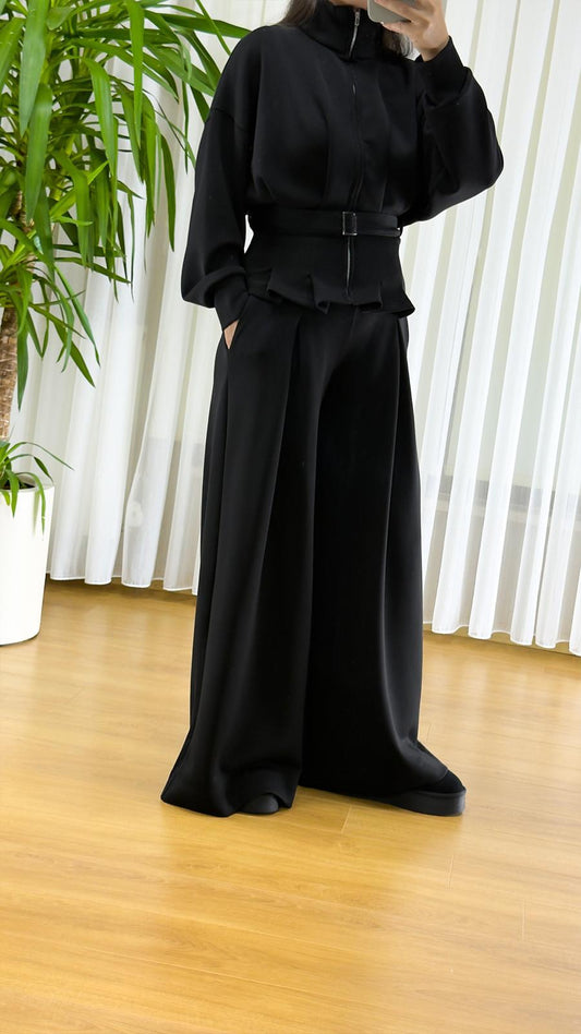 Siyah Modal Takım - Premium Fermuarlı Eşofman Set