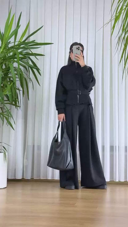 Siyah Modal Takım - Premium Fermuarlı Eşofman Set