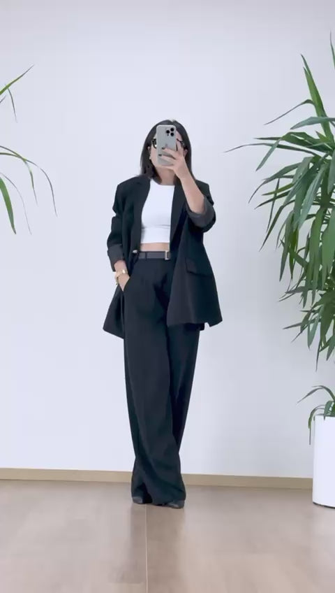 Siyah Takım Elbise - Blazer Ceket Pantolon İkili Set